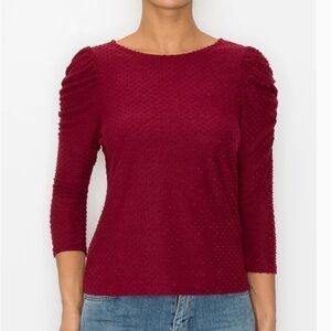 W5 Concepts puffy sleeved burgundy top. Size medium